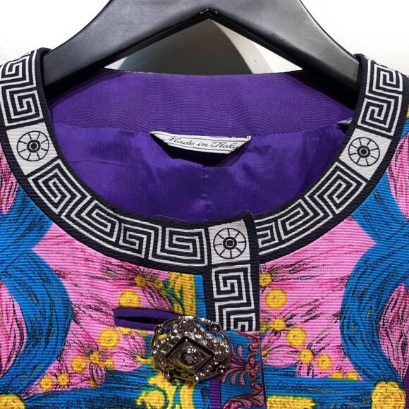 Gianni Versace Vintage Purple Multi-Prints Cropped Jacket - Picture 3 of 10